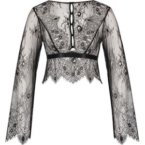 Hunkemöller Dames Nachtmode Top Allover Lace - Zwart - maat L