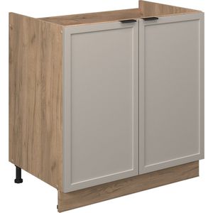 Vicco Gootsteenonderkast Fame-Line, GrijsBeige/Krachtige eik goud, 80 cm , WB Antraciet