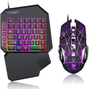 NAXSIR Gaming Toetsenbord en Muis Set - Compact 40-Toetsen Mechanisch Toetsenbord + RGB Gaming Muis - Eénhandig Bedienbaar met Aanpasbare Verlichting - Voor PC Gamers (PS4/PS3/Xbox Compatibel)