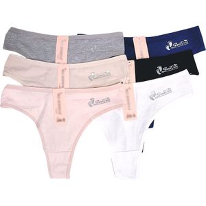 Dames strings 8 stuks lingerie ondergoed katoenen onderbroek roze/zwart/blauw/grijs/beige 2x/wit 2x maat S