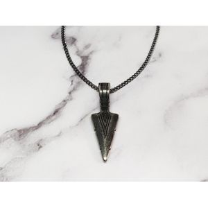 Mei's | Viking with Spear ketting | ketting mannen / mannen sieraad / Viking ketting | Stainless Steel / 316L Roestvrij Staal / Chirurgisch Staal | zwart / 60 cm