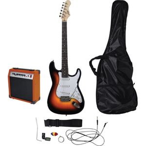 Elektrische gitaar starterset - Johnny Brook JB406 elektrische gitaar starterset met gitaar, 20 Watt versterker en alle benodigde accessoires - Sunburst