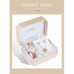 Boerni Aibisino Horloge, Oorbellen en Ketting Rosé luxe geschenk set  DIA | Crystal glass | Premium kwaliteit uurwerk Quartz Japan | Mineraal | Geschenk | Fashion | Moederdag | Elegant | Dames | Vrouw | Black Friday