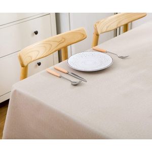PVC Rechthoekige Tafelkleed voor Keuken, Eettafel, Plastic Tafelkleed voor Binnen- en Buitengebruik (137 x 215 cm, Beige)
