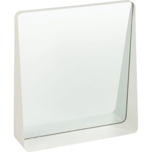 J-Line spiegel Vierkant - metaal/glas - wit - 38 x 41 cm