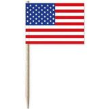 100x cocktailprikkers USA Amerika - snack prikkertjes vlaggetjes