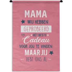 Wandkleed Moederdag - Prachtig cadeau voor moeder - Mama jij hebt ons al roze Wandkleed katoen 60x90 cm - Wandtapijt met foto