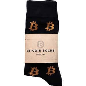 Bitcoin Sokken Zwart Oranje - NZRD35 - Heren Sokken - Crypto - Sokken Zwart - Maat 43 - 46