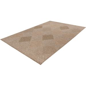 Lalee Costa- sisal look- ibiza vloerkleed- buitentapijt- in en outdoor- flatwave- laagpolig- vlecht- inheems motief- waterbestendig- tuin kleed- 120x170 cm beige