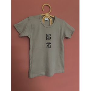 Little koekies - Big sis t-shirt taupe - Maat 104 - luxe kwaliteit - grote zus- zwangerschapsaankondiging - zwanger - zus