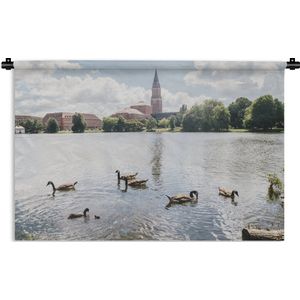 Wandkleed Kiel - Uitzicht over het meer van Kiel in Duitsland Wandkleed katoen 60x40 cm - Wandtapijt met foto