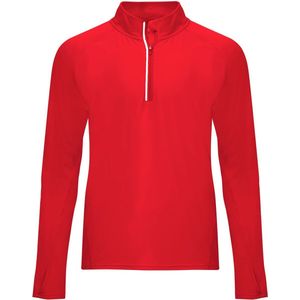 Rood sportshirt van technisch weefsel met raglanmouwen en halve rits, reflecterende details model Melbourne maat XL