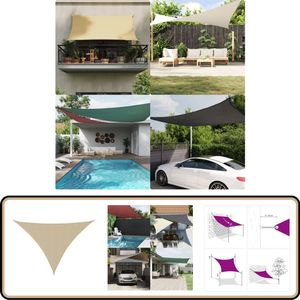 vidaXL Driehoekig Zonnescherm 3x4x5m Beige Zonnescherm - Driehoekig Zonnescherm - Waterdicht Zonnescherm - Uv Bestendig Zonnescherm - Beige Zonnescherm