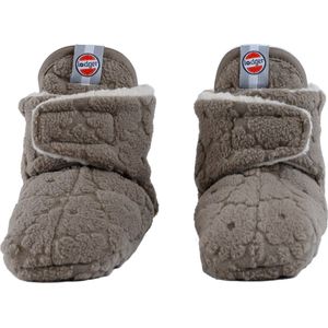 Lodger Newborn slofjes - Babyslofjes - Klittenband - Fleece - 0-3M - Bruin