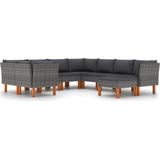 vidaXL - 9-delige - Loungeset - met - kussens - poly - rattan - grijs