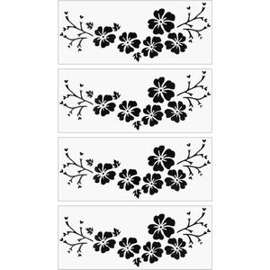Hibiscus bloem autosticker - Hawaiiaanse stickers - zwart vinyl - waterdicht - SUV, vrachtwagen, motorfiets, laptop .