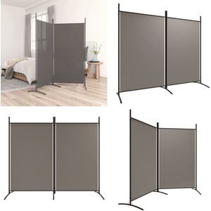 vidaXL Kamerscherm met 2 panelen 175x180 cm stof antracietkleurig - Kamerscherm - Kamerschermen - Scheidingswand - Ruimteverdeler
