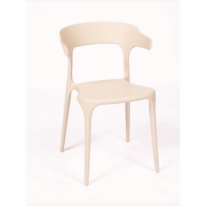 Luna - Eetkamerstoel Set van 4 - Kunststof - Promotie - Binnen - Buiten - Modern - Beige - Tuinstoel - Terrasstoel - Stapelbaar