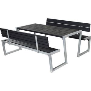 Picknickset vuren geimpregneerd - Zigma 2 rugleuningen zwart 190 x 176 x 73 cm