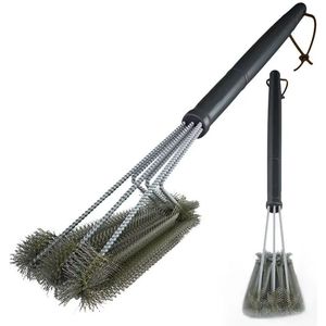 BukkitBow - BBQ Grillborstel - Roestvrij Staal - Lang Handvat (45CM) - 360° Reiniging - Universele Borstel voor Barbecue Grill