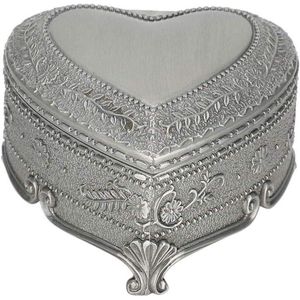 Reissieraden Organizer Box Embossment Hart Sieraden Case - Dames Meisjes Mini Vintage Jewerly Opslag Display - Oorknopjes Ringen Kettingen Armbanden