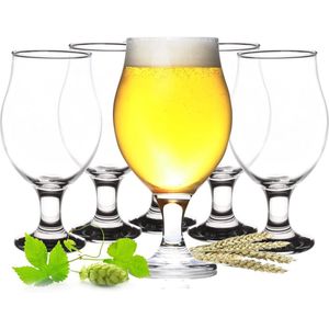 Glazenset voor bier, 0,5 liter, bierglazen, Pokalglazen voor handwerk, biertulp, bierglas, drinkglas, glas voor cocktailglazen, vaatwasmachinebestendig, 6 x 500 ml