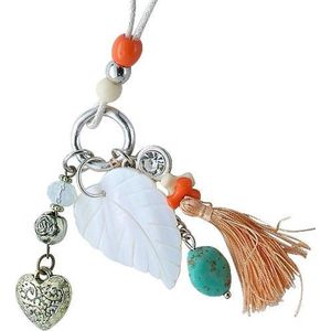 Behave Lange ketting met halfedelsteen en schelp hanger