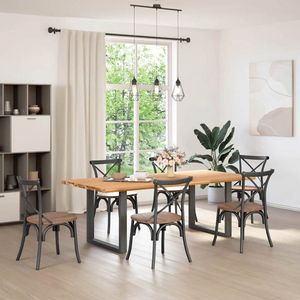 The Living Store Eettafel rechthoekig 220x100x74 cm massief eikenhout lichtbruin - Eetkamertafel - Eikenhouten Tafel - Grote Eettafel - Stevige Tafel - Moderne Tafel