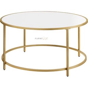 FURNIBELLA - salontafel, salontafel, rond, banktafel, salontafel, met blad van spaanplaat en onderstel van goudkleurig staal, eenvoudige montage, modern,...