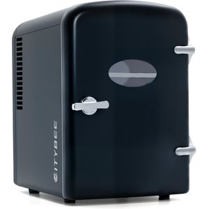 NETTLIFE Mini Koelkasten 4L - Mini-Koelkasten - 12V/230V Auto Aansluiting - 25dB - Vrijstaand - Geschikt voor dranken cosmetica voedsel - Minikoelkast ideaal - voor in de auto - kamer - camping - kantoor - Zwart