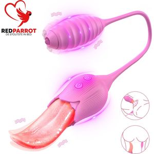 Dubbele Tong vibrator | Zeer realistisch | Hoge intensiteit | Extreem genot | Beffen | Voor hem en haar | Luxe vibrator | Inclusief trillend ei | 2 in 1 Tongvibrator