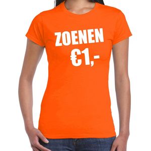 Bellatio Decorations Koningsdag t-shirt voor dames - zoenen 1 euro - oranje - feestkleding XS