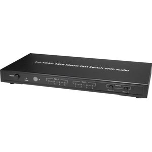 HDMI matrix schakelaar 4 naar 2 met extra Toslink + Coaxiaal + 3,5mm Jack uitgang - versie 1.4 (4K 30Hz)