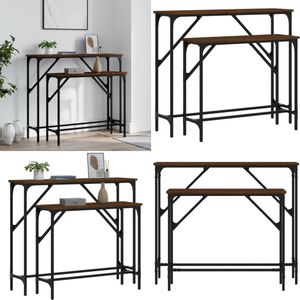 vidaXL Wandtafels 2 st bewerkt hout bruin eikenkleur - Wandtafel - Wandtafels - Bijzettafel - Console Tafel