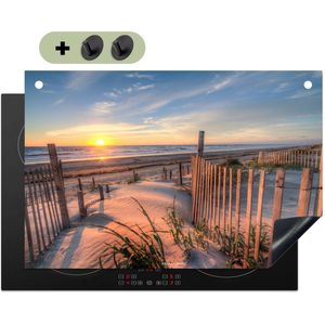 KitchenYeah® Inductie beschermer 77x51 cm - Strand - Natuur - Zonsondergang - Kookplaataccessoires - Afdekplaat voor kookplaat & Spatscherm achterwand - Inductiebeschermer - Inductiemat - Inductieplaat mat - Keuken decoratie
