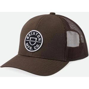 Brixton Pet - Crest X MP Trucker Hat - Dark Earth Brown - One Size - Trucker Cap - Pet Heren - Petten - Caps