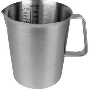 Krumble Maatbeker met Schenktuit - 1 Liter - Maatbekers - Meetbeker - Maatkan - Measuring Cup - RVS - 12 x 15 x 13 cm (Ixbxh) - Zilver