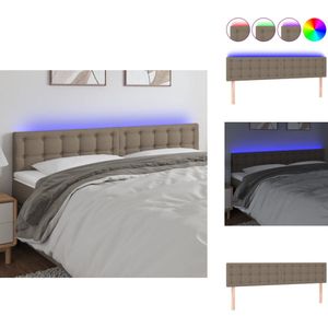 vidaXL Hoofdbord - Hoofdborden - Hoofdeinde - Houten Hoofdbord - Hoofdbord LED 180x5x78/88 cm stof taupe