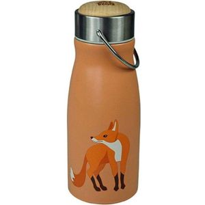 THE ZOO COLLECTION - flask, thermosfles, roestvrij staal, dop bevat plastic / FSC-hout, fox, vos, mat, 300 ml