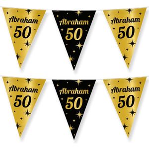 Paperdreams Vlaggenlijn - 2 st - luxe Abraham/50 jaar feest- 10m - goud/zwart