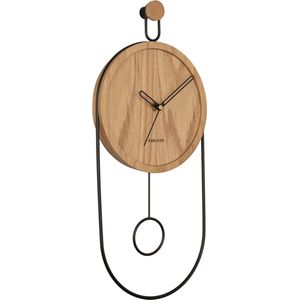 Wall Clock Swing Pendulum Light Wood Veneer