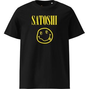 Satoshi Smiley - Jack Dorsey Edition - Unisex - 100% Biologisch Katoen - Zwart - Maat XL | Bitcoin cadeau| Crypto cadeau| Bitcoin T-shirt| Crypto T-shirt| Crypto Shirt| Bitcoin Shirt| Bitcoin Merch|Crypto Merch|Bitcoin Kleding