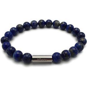 H-Beau - Armband - Edelstenen - Gepolijst – Lapis Lazuli - 19m - Natuurstenen - Kralen – 8mm - Blauw - Heren – Unisex - Handgemaakt – Sterrenbeeld – Horoscoop – Maagd – Boogschutter