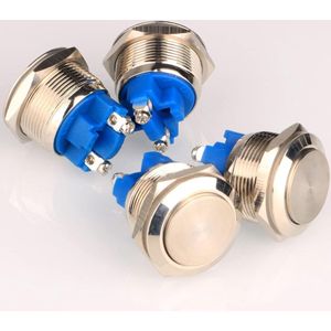 4 stuks 22mm 12 V / 24 V / 125 V / 250 V / 5A Vergrendeling Drukknop Schroef Type Terminals Rvs Waterdichte Metalen Schakelaar (Hoge Kop)