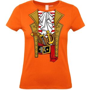 Dames t-shirt Piraten Kostuum | Carnavalskleding dames | Carnaval Kostuum | Foute Party | Oranje Dames | maat XXL