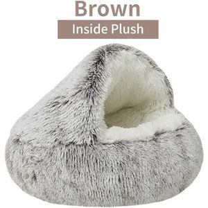 Homesell - Kattenbed - Zachte Pluche bed - pluizig kattenbed - ook voor kleine honden - Inside plush - Bruin