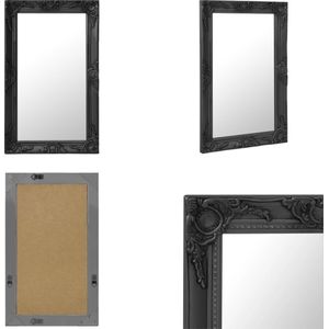 vidaXL Wandspiegel barok stijl 50x80 cm zwart - Wandspiegel - Wandspiegels - Spiegel - Badkamerspiegel
