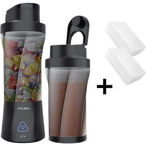ONEIRO VitaMix Pro® Draagbare Blender - Inclusief 2 MAGIC sponzen - Smoothie Maker - Mini Blender met USB-C - 6 Messen - 6000mAh - Zelfreinigend -