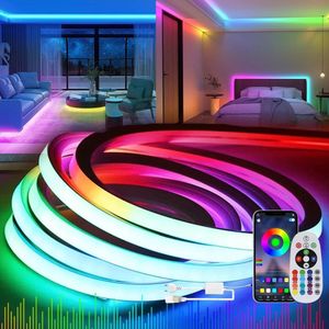 Neon LED Strip RGB - 15 Meter Flexibele Waterdichte IP65 Neon Lichtstrip voor Slaapkamer, Binnen en Buiten - Inclusief Voedingsadapter en Controller