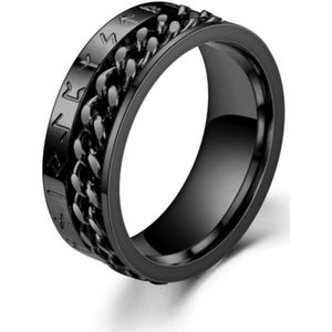 Spinner ring heren zwart - Ring man viking runen - Mauro Vinci - Met geschenkverpakking - maat 13